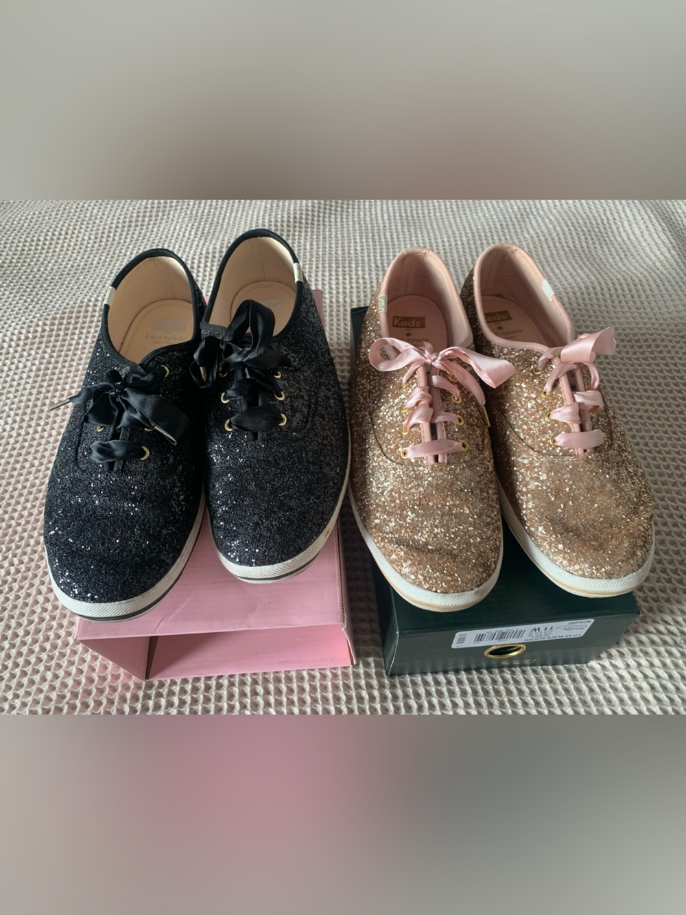 Keds x Kate Spade Glitter Sneakers (2 pairs) 11 wide pink and black